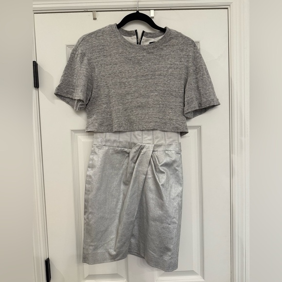 Small RtA Naomi Metallic Short Sleeve Mini Dress in Sound Silver - Picture 8 of 12